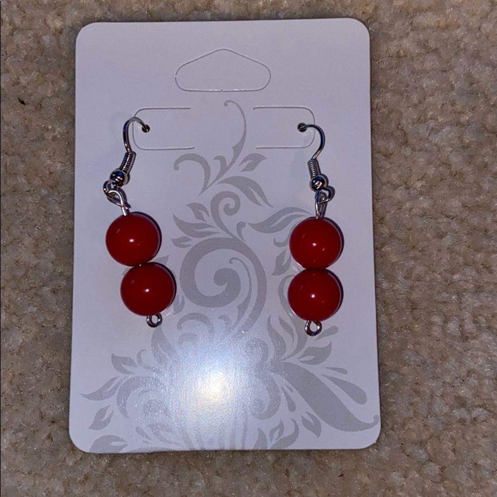 Red Retro Ball Earrings